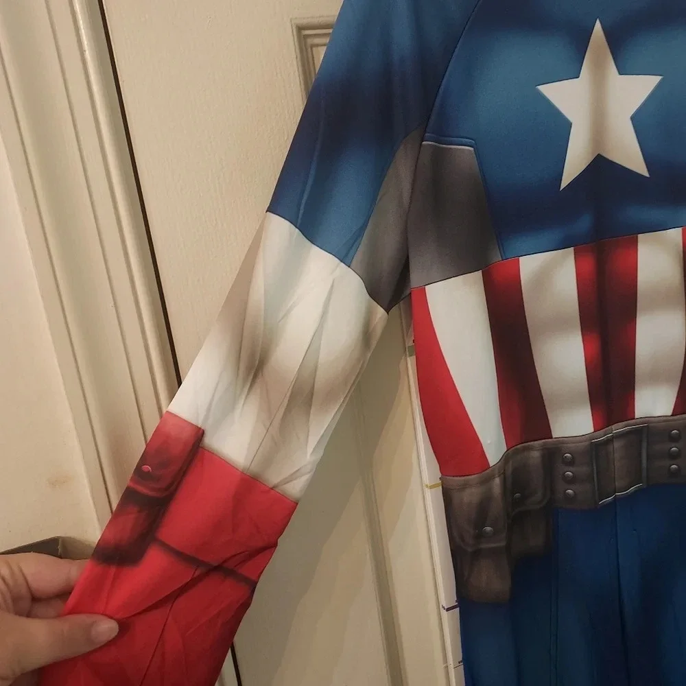 Marvel Captain American Halloween Costume in Size 8/10 Medium - Jumpsuit Only